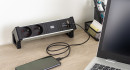 BACHMANN 937.134 Desk 2, aluminum black, 2x230V, 2x USB-A charging