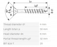 SPAX screw 4x50/32 countersunk head TXS,W,4C MH,stainl. steel A2,partial thread
