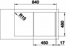 BLANCO 523378 Sink DINAS 45 S brushed stainless steel with eccentric, 2 holes