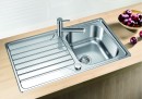 BLANCO 523378 Sink DINAS 45 S brushed stainless steel with eccentric, 2 holes