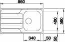 BLANCO 523374 Sink DINAS 45 S brushed stainless steel without eccentric