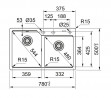 FRANKE Sink UBG 620-78 gray stone 780x500