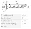 SPAX screw 2,5x20 countersunk head PZ, W, 4C MH