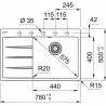 FRANKE Sink CNG 611-78 TL/7 780 x 500 onyx drain left