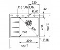 FRANKE Sink CNG 611-62 TL/2 620 x 500 matt black drain on the right