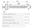 SPAX screw 4,5x35 countersunk head PZ, W, 4C MH