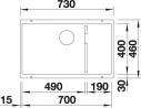 BLANCO 523456 Sink Subline 700-U Level white InFino manual Silgranit PuraDur