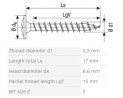 SPAX screw 3,5x17 raised countersunk head with flange  PZ, 4C MH