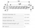 SPAX screw 3,5x20 raised countersunk head with flange PZ 4C MH