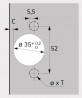 HETTICH 9289595 Veosys hinge inserted stainless steel screw TH52x5.5 SiSy