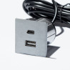 VersaPick, 1x USB A/C, square, stainless steel