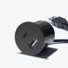 VersaPick, 1x USB A/C, round, pewter