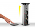 StrongPower Electric pull-out socket,3x 230V,USB A+C,wireless. nab,silver SCH