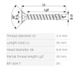 SPAX screw 4,5x35 countersunk head TXS, W, 4C MH