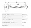 SPAX screw 4,5x30 countersunk head TXS, W, 4C MH
