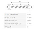 SPAX screw 4x16 half-round head TXS, W, 4C