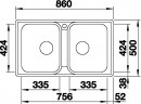 BLANCO 523039 Sink LEMIS 8 IF brushed stainless steel without eccentric