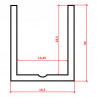 WC Al elox profile U side 13 mm, length 2 m