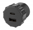 StrongPower USB A/C charger, 2 x charging outputs, diameter 35 mm, black