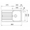 FRANKE Sink SKX 611-86, 860 x 500mm stainless steel