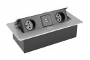 StrongPower Electric socket 2x 230V, 2x USB Power, silver