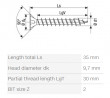 SPAX screw 5x35 countersunk head PZ,W,4C MH