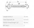 SPAX screw 4,5x55 countersunk head PZ, W, 4C MH