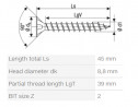 SPAX screw 4,5x45 countersunk head PZ, W, 4C MH