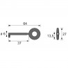 HETTICH 44563 key type 27, matte nickel, length 64mm
