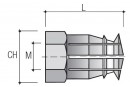 Impact dowel BU55-M6x9/8mm brass