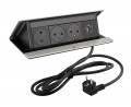 LEGRAND PopUp, 3x230V, 1x USB A/C, brushed aluminum