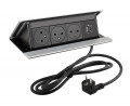 LEGRAND PopUp, 3x230V, 1x USB A/C, anodized aluminum