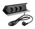 LEGRAND PopUp, 3x230V, 1x USB A/C, brushed aluminum, SCHUKO