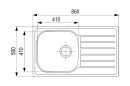 StrongSinks S1 sink Mohan stainless steel satin 860x500, w. drip tray, top inst.