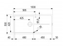 StrongSinks S3 Sink granite Labe 1000, dim.1000x500 mm, with draining board,gray