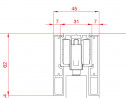 TERNO Universal Evolution guide set for 1 door 2000mm black anodized
