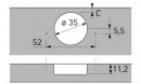 HETTICH 77708 Intermat 9936 for blind angle embedded TH52 screw