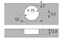 HETTICH 9088019 Sensys 8639i Angled 45° Loaded W45 B-2 TH52 SiSy Screw