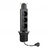 StrongPower Electric pull-out socket, 3x 230V Schuko, black