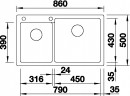 BLANCO 523057 Sink Pleon 9 anthracite InFino without eccentric Silgranit PuraDur
