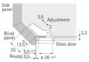 HETTICH 69600 Perfekt 5204 slide-on inserted 45° on drilled glass