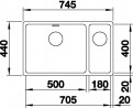 BLANCO 522991 Sink Andano 500/180-U stainl.steel InFino silk gloss no handle