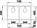 BLANCO 522983 Sink Andano 340/340-U stainl.steel InFino silk gloss no handle