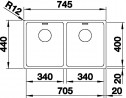 BLANCO 522981 Sink Andano 340/340-IF stainl.steel InFino silk gloss no handle