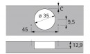 HETTICH 9088024 Sensys 8639i loaded 95° SiSy, angular 45°, 45x9.5, screw