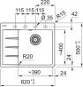FRANKE Sink CNG 611-62 TL/7 620 x 500 w. stone drain left