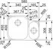 FRANKE Sink AMX 160/2P 580 x 450mm stainless steel