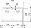 FRANKE Sink LLX 620 790 x 500m stainless steel