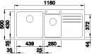 BLANCO 519655 Sink Naya 8 S gray rock without eccentric Silgranit sink left