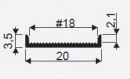 SEVROLL 02334 profile "U" Mini for laminate 18mm 3m silver
